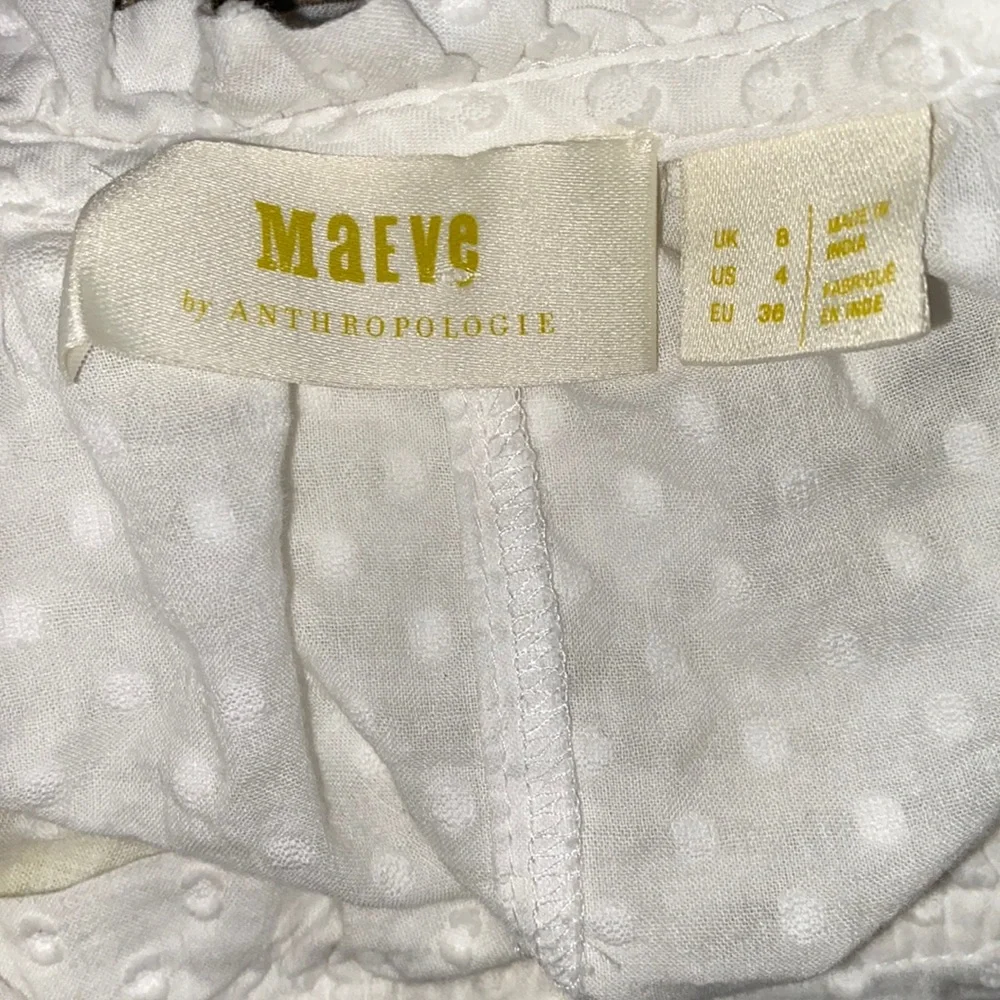 Maeve Anthropologie Sojourner White Swiss Dot Off the Shoulder Top - M